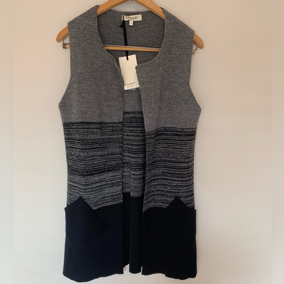 Cocogio Merino wool vest black gray size small - Picture 1 of 15